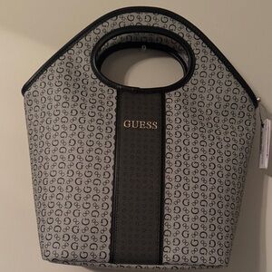Guess Monogrammed Gray and Black Handbag